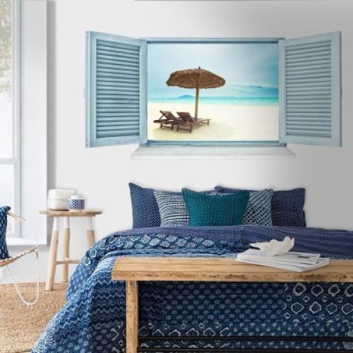Παραλία, 3D - Τρισδιάστατα, Αυτοκόλλητα τοίχου, 70 x 35 εκ.