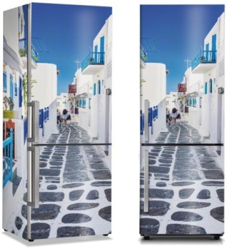 Σοκάκια στο Ελληνικό νησί, Πόλεις - Ταξίδια, Αυτοκόλλητα ψυγείου, 50 x 85 εκ.