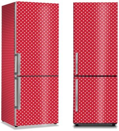 Κόκκινο Φόντο με Άσπρες Βούλες, Μοτίβα, Αυτοκόλλητα ψυγείου, 50 x 85 εκ.