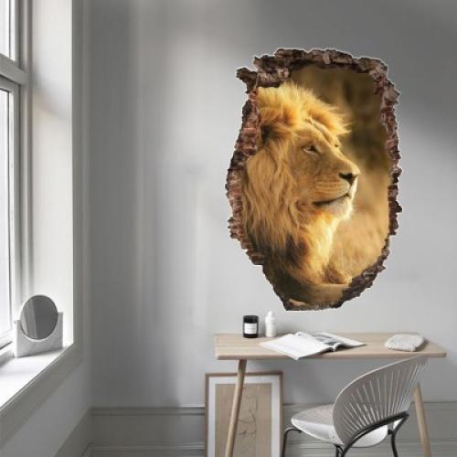 Βασιλιάς των Λιονταριών, 3D - Τρισδιάστατα, Αυτοκόλλητα τοίχου, 50 x 74 εκ.