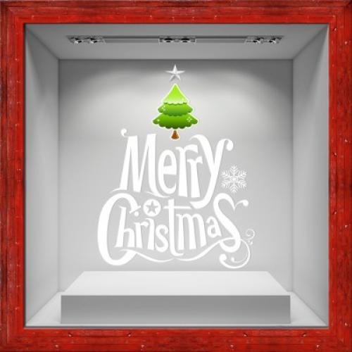 Christmas Tree-Merry Christmas, Χριστουγεννιάτικα, Αυτοκόλλητα βιτρίνας, 80 x 103 εκ.