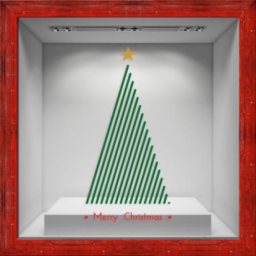 Χριστουγεννιάτικο Δέντρο με Γραμμές, Χριστουγεννιάτικα, Αυτοκόλλητα βιτρίνας, 80 x 163 εκ.