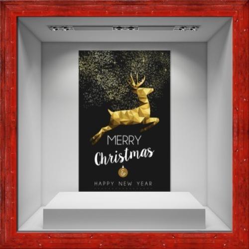 Ελάφι -Χρυσό, Χριστουγεννιάτικα, Αυτοκόλλητα βιτρίνας, 80 x 123 εκ.