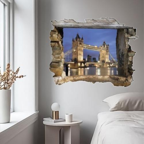Γέφυρα του Λονδίνου, 3D - Τρισδιάστατα, Αυτοκόλλητα τοίχου, 60 x 47 εκ.