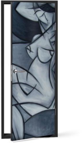 Αφηρημένη τέχνη, γυμνό, Ζωγραφική, Αυτοκόλλητα πόρτας, 60 x 170 εκ.