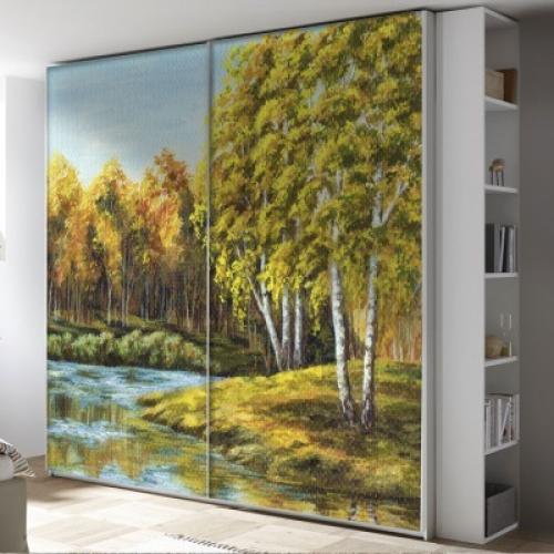 Φθινοπωρινό τοπίο, Ζωγραφική, Αυτοκόλλητα ντουλάπας, 120 x 79 εκ.
