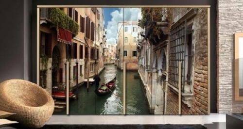 Γόνδολα στη Βενετία, Πόλεις - Ταξίδια, Αυτοκόλλητα ντουλάπας, 100 x 100 εκ.