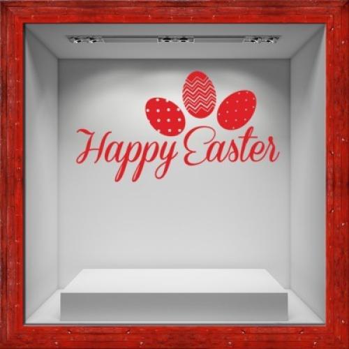 Kαλό Πάσχα γραμματοσειρά με 3 αυγά, Πασχαλινά, Αυτοκόλλητα βιτρίνας, 70 x 37 εκ.