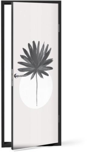 Μαύρο φυτό, Line Art, Αυτοκόλλητα πόρτας, 60 x 170 εκ.