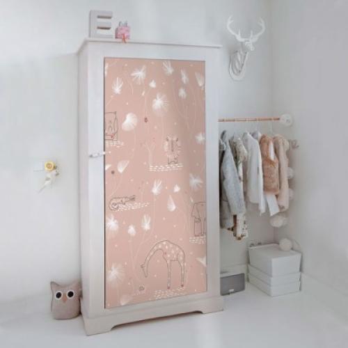Ζωάκια ροζ, Παιδικά, Αυτοκόλλητα ντουλάπας, 100 x 100 εκ.
