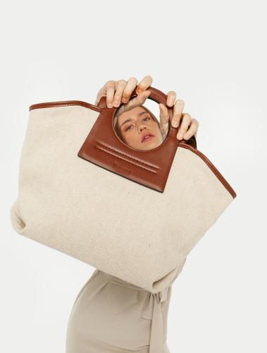 Τσάντα shopper από συνδυασμό υλικών - ΜΠΕΖ