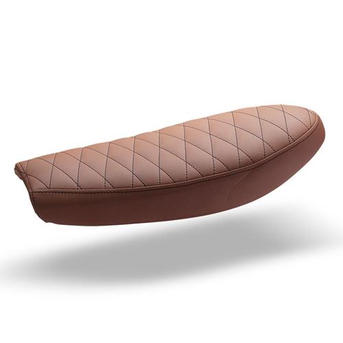 C- Racer Yamaha SR400 Scrambler - Café Racer seat ABS Plastic Material, 40 mm Seat Foam Thickness (C Racer - CRR-0060-038 Brown Line Stitching Type Blue Thread Color)