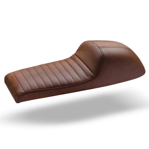 C-Racer Universal Fully Covered Cafe Racer Seat SCR3FC ABS Plastic Material (C Racer - CRR-0028-035 Brown Chevron Stitching Type White Thread Color)