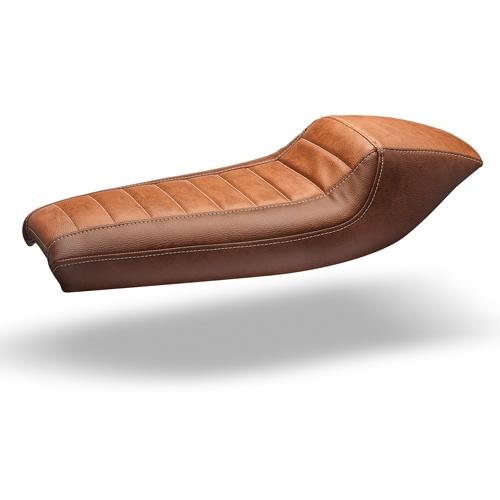 C-Racer Universal fully covered Flat track seat SCR5FC ABS Plastic Material (C Racer - CRR-0033-160 Pale Brown Line Stitching Type Red Thread Color)