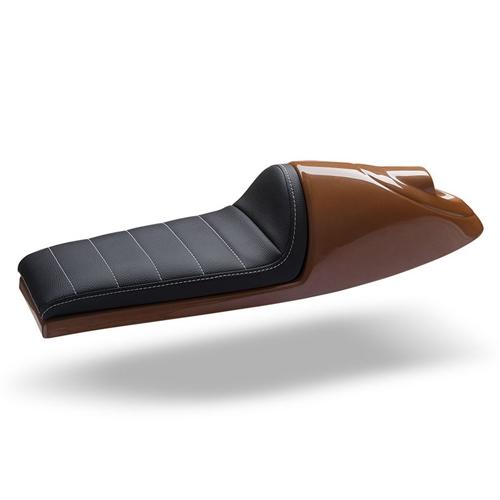 C-Racer Universal Cafe Racer Seat SCR2.1 ABS Plastic Material, 20 mm Seat Foam Thickness (C Racer - CRR-0022-035 Brown Chevron Stitching Type White Thread Color)