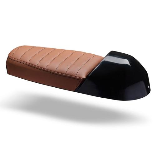 C-Racer Universal Café Racer - Scrambler seat ABS Plastic Material, 40 mm Seat Foam Thickness (C Racer - CRR-0035-064 Dark Brown Chevron Stitching Type Red Thread Color)