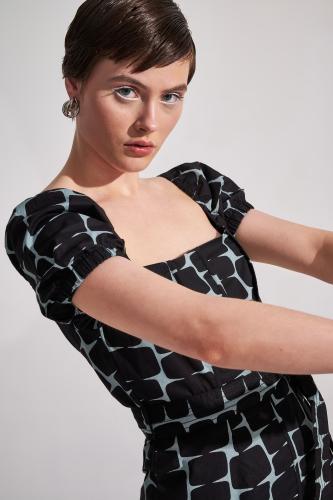 Φόρεμα κοντό με abstract prints Black