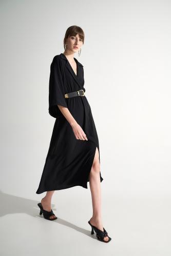 Φόρεμα μακρύ με γιακά Black