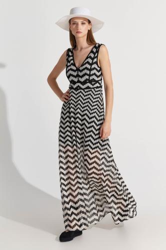 Φόρεμα μακρύ με zig-zag prints White