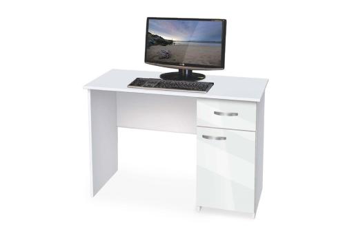 Γραφείο υπολογιστή, Buro 3 Λευκό γυαλιστερό, 110/59/75 εκ., Genomax