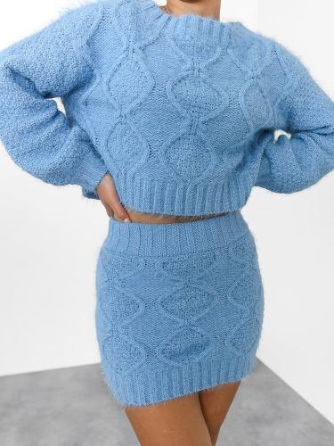 Glamorous Πλεκτή Μπλούζα Cropped Γαλάζια - Knittica