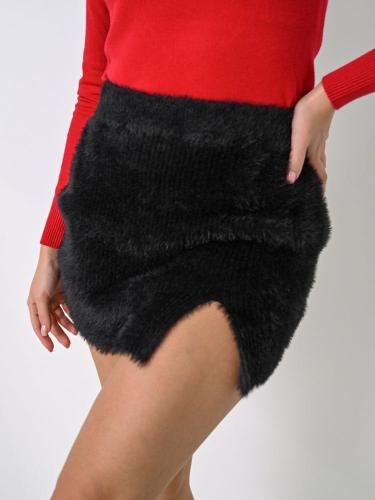 Glamorous Φούστα Mini Fluffy Μαύρη - Praton