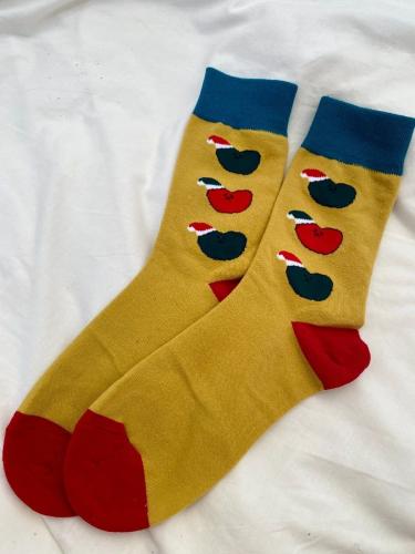 Κάλτσες Ψηλές Χριστουγεννιάτικες Μουσταρδί - Santa Sock Me