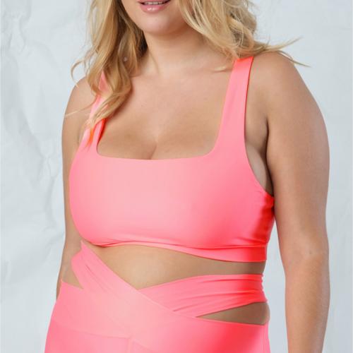 NO THINKIN SPORTY BRA CUT OUT TOP PINK - 19042-02