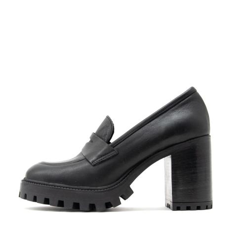 LEATHER HIGH HEEL LOAFERS WOMEN VELAIDE