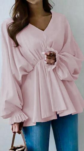 Μπλούζα με λάστιχο στη μέση - Baby Pink (Ροζ)