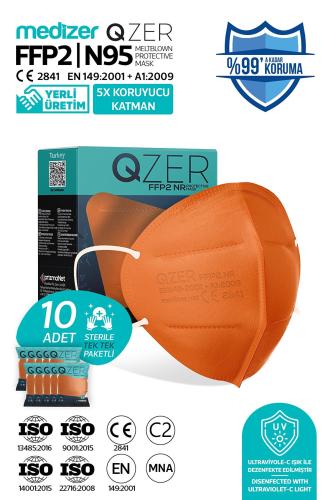 Αποστειρωμένη Μάσκα Υψηλής Προστασίας FFP2/N95 QZER Πορτοκαλί | 10τμχ