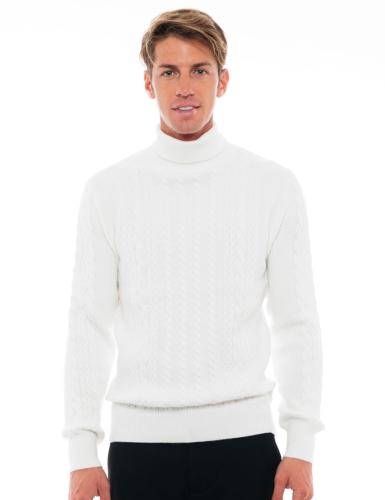 Biston fashion ανδρική πλεκτή μπλούζα με ψηλό γιακά OFF WHITE 48-206-028-010-M