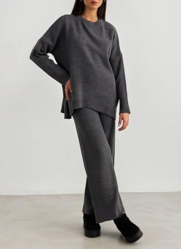 Σετ ρούχων ριπ παντελόνι με πουλόβερ BISOU 130.B4004 - Γκρί