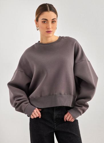Μπλούζα φούτερ κοντή DIFFERENT-SHOP 01-181 - Γκρι σκούρο