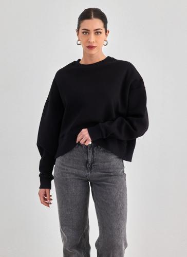 Μπλούζα φούτερ κοντή DIFFERENT-SHOP 01-181 - Μαύρο