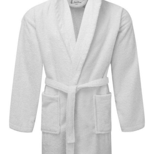 Μπουρνούζι ΚΟΜΒΟΣ Πετσετέ με κουκούλα 400gr/m2 100% Cotton White Medium