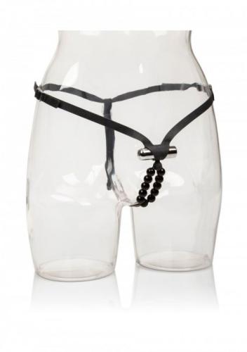 CALIFORNIA EXOTICS - RECHARGEABLE THONG WITH BEADS Μαύρο