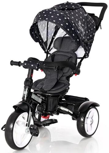 Τρίκυκλο για μωρά με Περιστρεφόμενο Κάθισμα Lorelli Neo Black Crowns Eva Wheels 10050332106