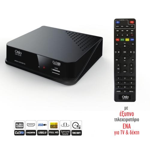 Osio OST-2670D DVB-T/T2 Full HD H.265 MPEG-4 Ψηφιακός δέκτης με USB και μεγάλο χειριστήριο για TV + δέκτη