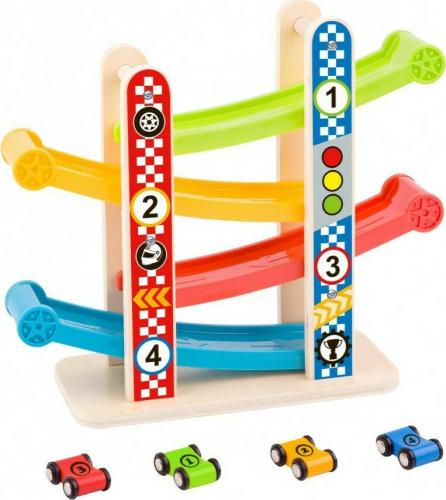 Tooky Toys Ξύλινη Πίστα με Αυτοκινητάκια Sliding Tower TY840