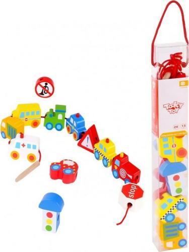 Tooky Toys Συρόμενα Αυτοκινητάκια από Ξύλο για 24+ Μηνών TKB512B 6970090045486
