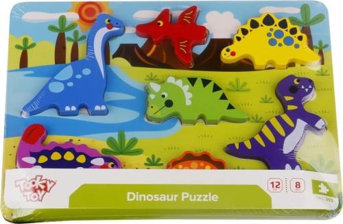 Tooky Toys Ξύλινο Puzzle Σφηνώματα Δεινόσαυροι 7pcs για 1+ Ετών TKC392