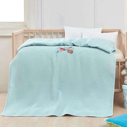 Κουβέρτα πικέ με κέντημα Art 5307 100X150 Γαλάζιο Beauty Home Γαλάζιο