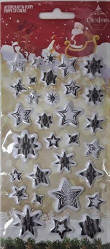 Διακάκης Χριστουγεννιάτικα Αυτοκόλλητα Puffy Glitter Luna White Stars 000621136