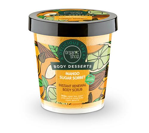 Organic Shop Body Desserts Mango Sugar Sorbet , Μάνγκο & Ζάχαρη Απολεπιστικό σώματος άμεσης ανανέωσης , 450ml.