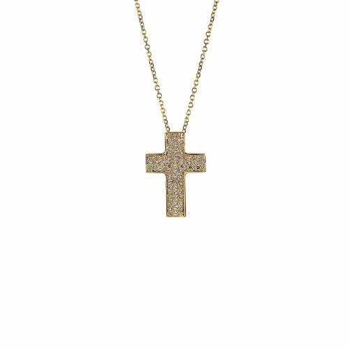 Χρυσός σταυρός Κ14 με ζιργκόν ΧΣ00025Α - Χωρίς Αλυσίδα