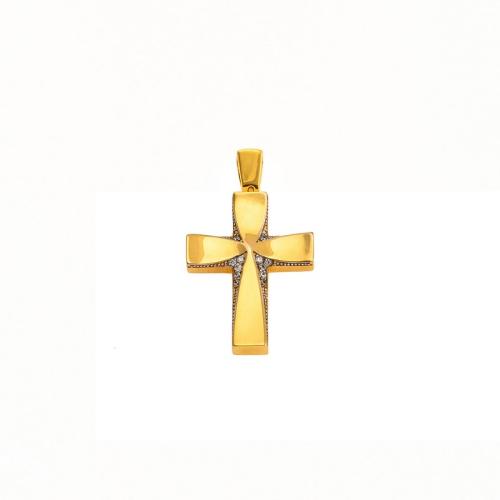 Βαπτιστικός Χρυσός Σταυρός 14Κ με Ζιργκόν XS00069