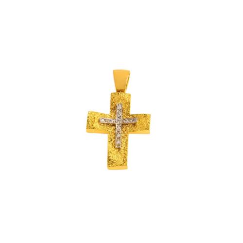 Βαπτιστικός Χρυσός Σταυρός 14Κ με Ζιργκόν XS00073