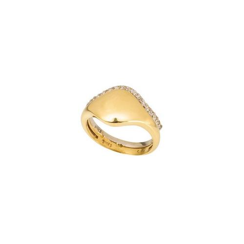 Χρυσό-Λευκόχρυσο Δαχτυλίδι-Σεβαλιέ με Ζιργκόν 14Κ KD000111 - No 50