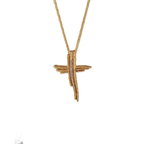 Χρυσός σταυρός Κ14 ΧΣ00018Α - Με την αλυσίδα της φωτογραφίας 40cm